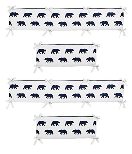 Sweet Jojo Designs Navy Blue and White Baby Crib Bumper Pad for Big Bear Collection by