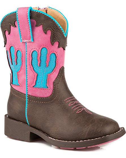 Roper Toddler-Girls Turquoise Cactus Inlay Cowgirl Boot Square Toe - 09-017-1226-2034 Br