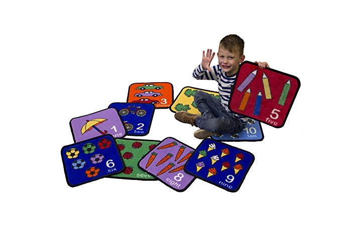 Learning Carpets Seating Squares for Counting Numbers and Images, One Color, one size