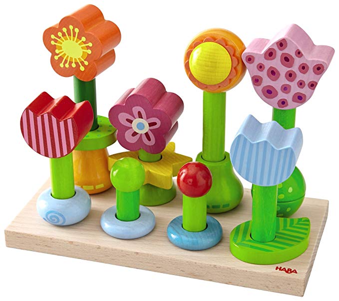 HABA Little Flower Garden - 25 Piece Wooden Pegging Game (Made in Germany)