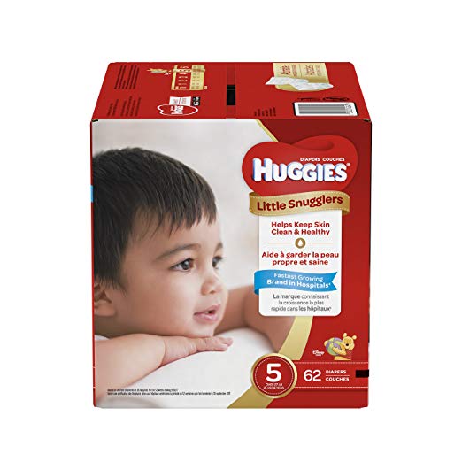 Huggies Little Snugglers Baby Diapers, Size 5, 62 Count, GIGA JR Pack (Packaging May Vary)