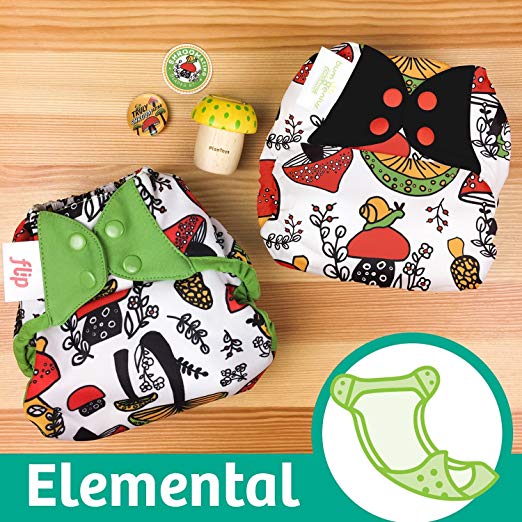 Doodles Collection: bumGenius Elemental 3.0 All-in-One One-Size Cloth Diaper with Organic Cotton (SHROOMazing)
