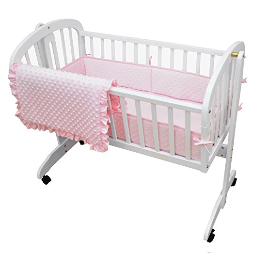 American Baby Company Heavenly Soft Minky Dot 3-Piece Cradle Bedding Set, Pink