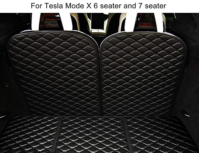 Topfit Front and Rear Trunk Mat and 3rd Row Seat Back Protector Mat Compatible Tesla Model X 6 seat and 7 seat