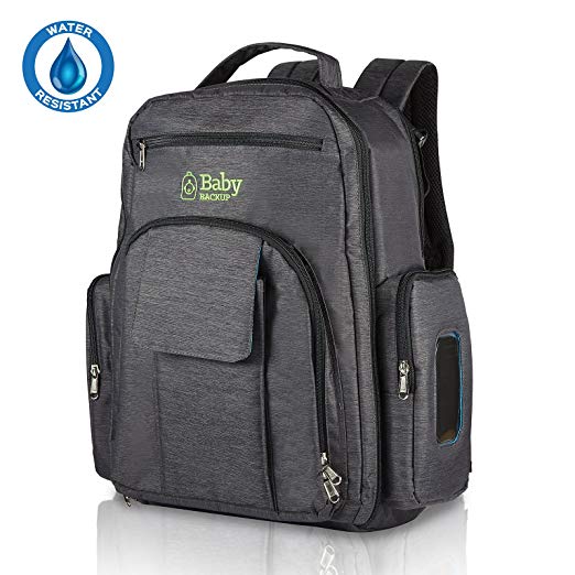 Baby Backup Diaper Bag Backpack – For Boy & Girl – Multi-Function Toddler Bag - Waterproof Nappy Bookbag for Travel –– Baby Bag FREE BONUSES: 2 Net Bags, Changing Pad, Stroller Straps, Pouch – Gray