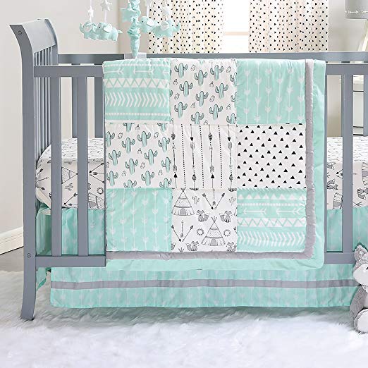 Mint Green Southwest Patchwork 3 Piece Crib Bedding Set by The Peanut Shell