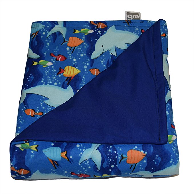 WEIGHTED BLANKETS PLUS LLC - MADE IN AMERICA - CHILD DELUXE SMALL WEIGHTED BLANKET - DOLPHIN - COTTON/FLANNEL (52