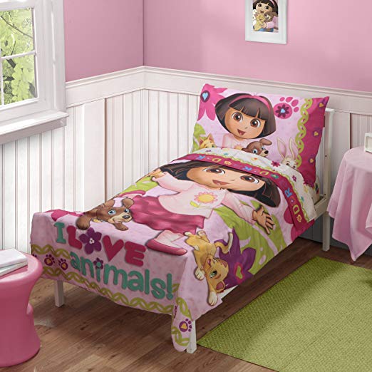 Dora The Explorer Pets Toddler Bed Set, Pink