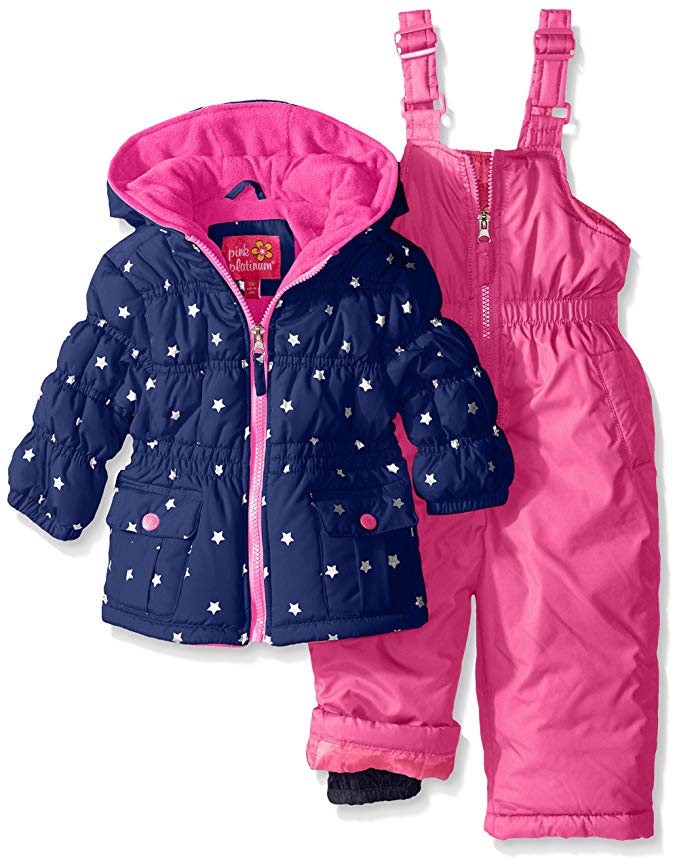 Pink Platinum Baby Girls' Infant Foil Star Printed Snowsuit