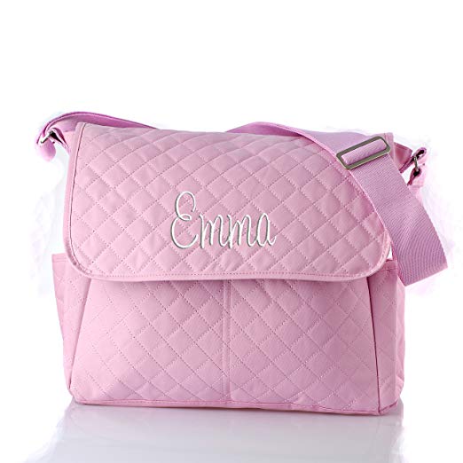 Personalized Diaper Bag With Changing Pad For Baby Girls - Pink