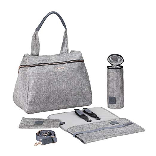 Lassig Women's Glam Rosie Baby Diaper Bag, Anthracite Glitter Silver