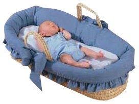 Baby Doll Bedding Denim Moses Basket, Blue