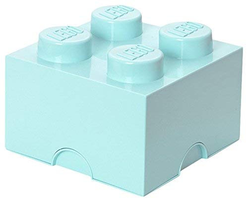 LEGO Brick 4 Knobs Stackable Storage Box, Aqua Light Blue, 5.7 Litre