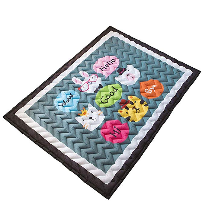 Cusphorn Thicker Cotton Baby Crawling Mats/Kids Floor Play Mat Cartoon Area Rugs Anti-Slip Kids Bedroom Carpet Machine Washable