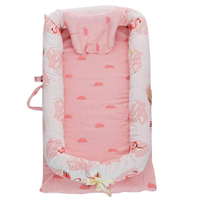 Abreeze Baby Lounger,Infant Lounger,Newborn Lounger: Breathable,Hypoallergenic-Perfect for Co-Sleeping,Cotton Portable Travel Infant Bed,Crib,Bassinet,or Flamingo Baby Nest