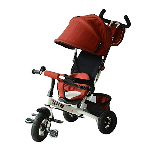 Qaba 2-in-1 Convertible Foldable Baby Tricycle Stroller - Red