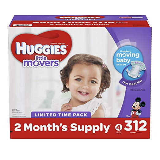 Huggies Little Movers Baby Diapers, Size 4 (312 ct.)