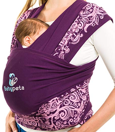 Babypeta Baby Carrier - Soft & Comfortable Colorful Wrap - Ideal Babywrap For Newborns To Toddlers - Perfect Tool For Breastfeeding & Physical Development For Your Infant - Great Gift Idea Violet