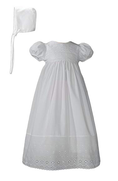 Little Things Mean A Lot 100% Cotton Dress Christening Gown Baptism Gown with Lace Border