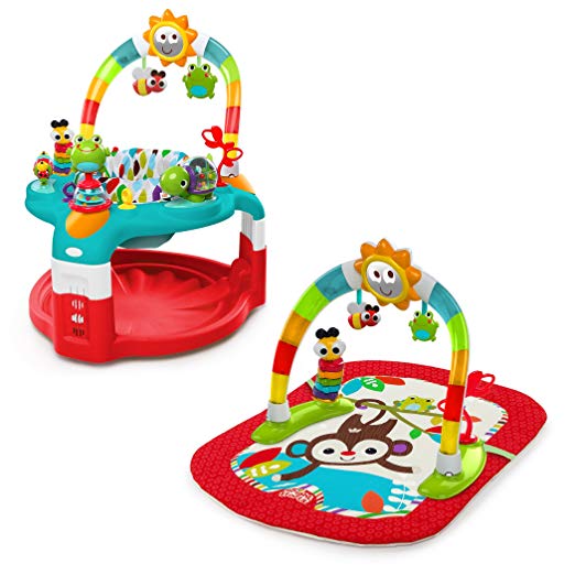 Bright Starts 2-in-1 Silly Sunburst Activity Gym and Saucer, Red