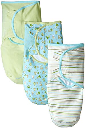 Summer Infant SwaddleMe Adjustable Infant Wrap, Dino Peek/Stripe/Sage, Boy, Small/Medium