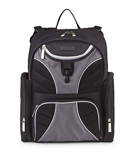 Jeep J is for Jeep Adventurer's Back Pack Diaper Bag with Places and Spaces, Black/Grey/White