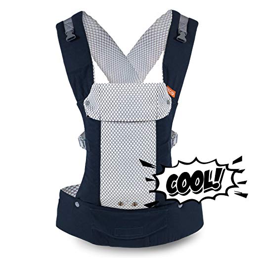 Baby Carrier- Cool Navy Gemini - Mesh Multi-Position Soft Structured Sling w/Adjustable Straps by Beco Comfort Padding for Infant/Toddler Hip Support carry your baby on the front or wear as a backpack