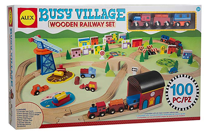 ALEX Toys Busy Village Wooden Railway Set
